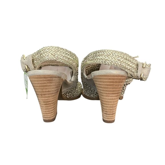 Paul Green Lovely Sandal Metallic Woven Nubuck Slingback Heel, Size UK 6(US 8.5) - Picture 3 of 10